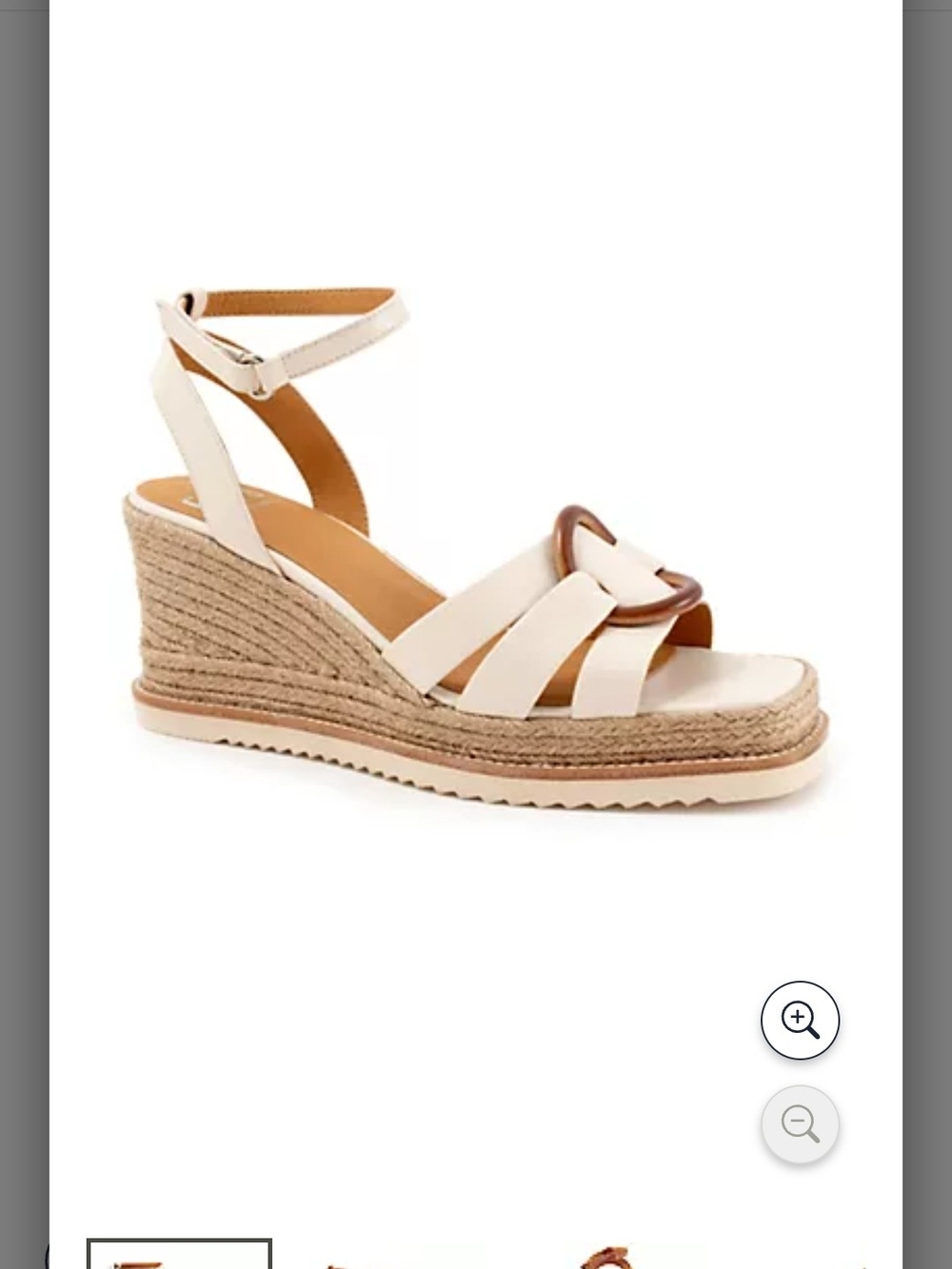 EOS Zeline Size 37 (6.5/7) Wedge Espadrille Sandal in Cream with Ankle Strap. 3"